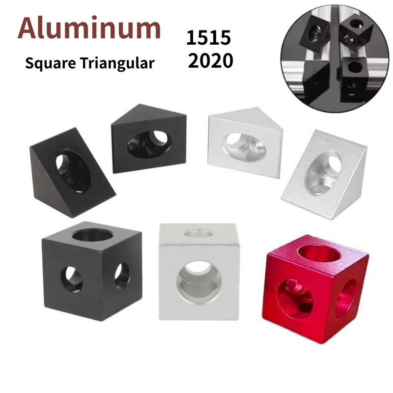 4pcs Aluminum V-Slot Block Cube Triangle Connector Black/Silver/Red 1515 2020 Series Frame Connector Bracket For 3D Printe
