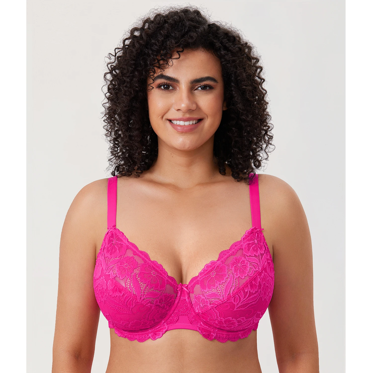 Full Coverage Non Padded Floral Lace Bra For Women Plus Size Underwired Lingerie Fancy Sexy Push Up Underwear B C D DD E F G H 