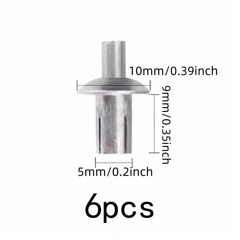 Blind Hammer Rivets 6 pcs 5*9mm, No Special Tools Required, Expansion Lock Design, for Home Repair Fixing