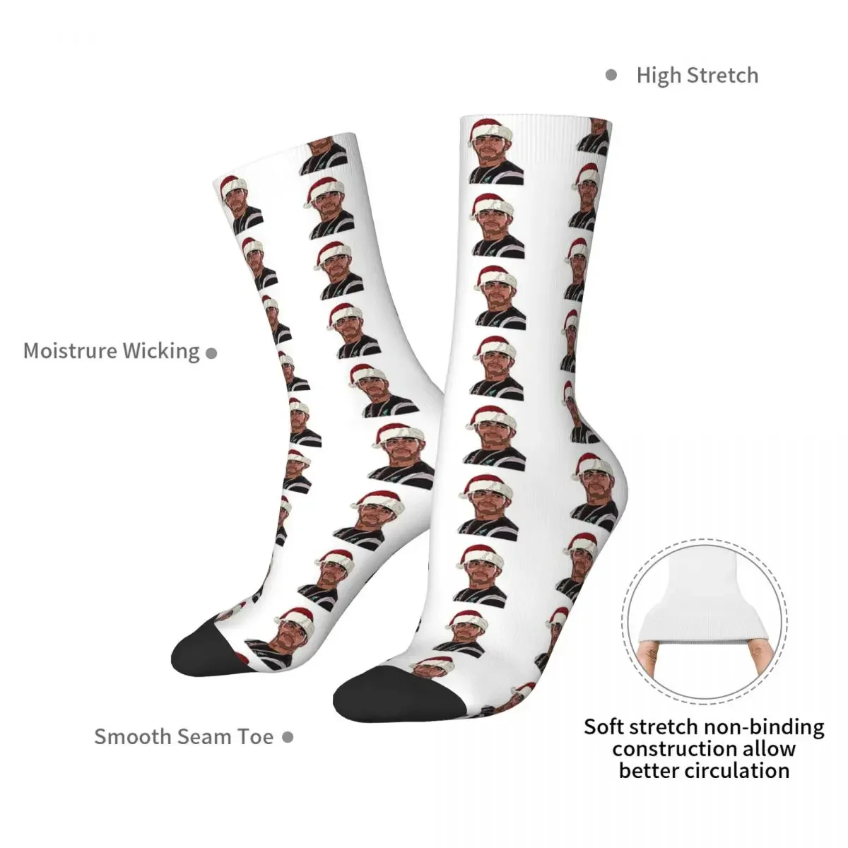 Lewis Hamilton Santa Hat Socks Harajuku Super Soft Stockings All Season Long Socks Accessories for Unisex Gifts