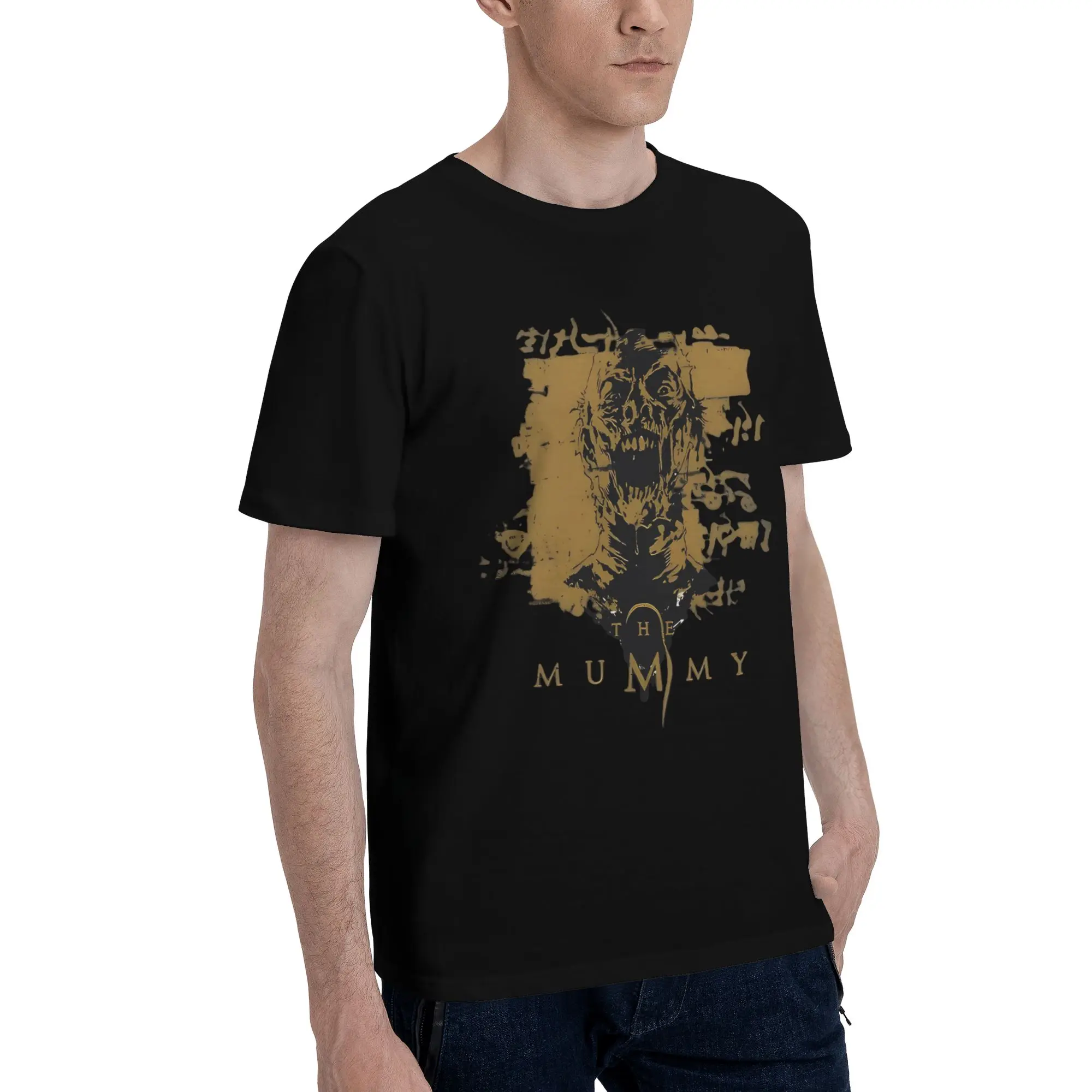 Vintage Funny Action Halloween Horror Retro Novelty Graphic 100% Cotton T-Shirt The mummy Tees Tops For Men