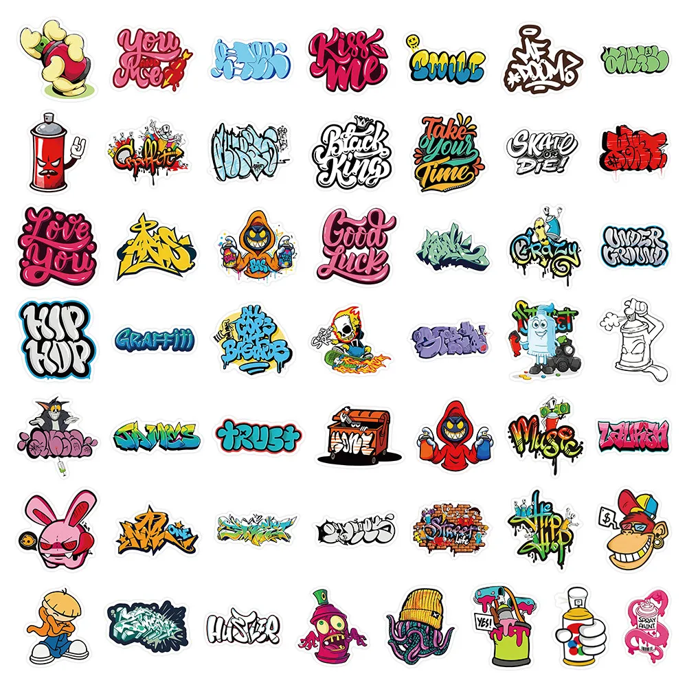 50 Stück Coole Graffiti Street Art Aufkleber für Laptop, Skateboard & Wasserflasche Deko Giajar Sticker Store – Detail 8