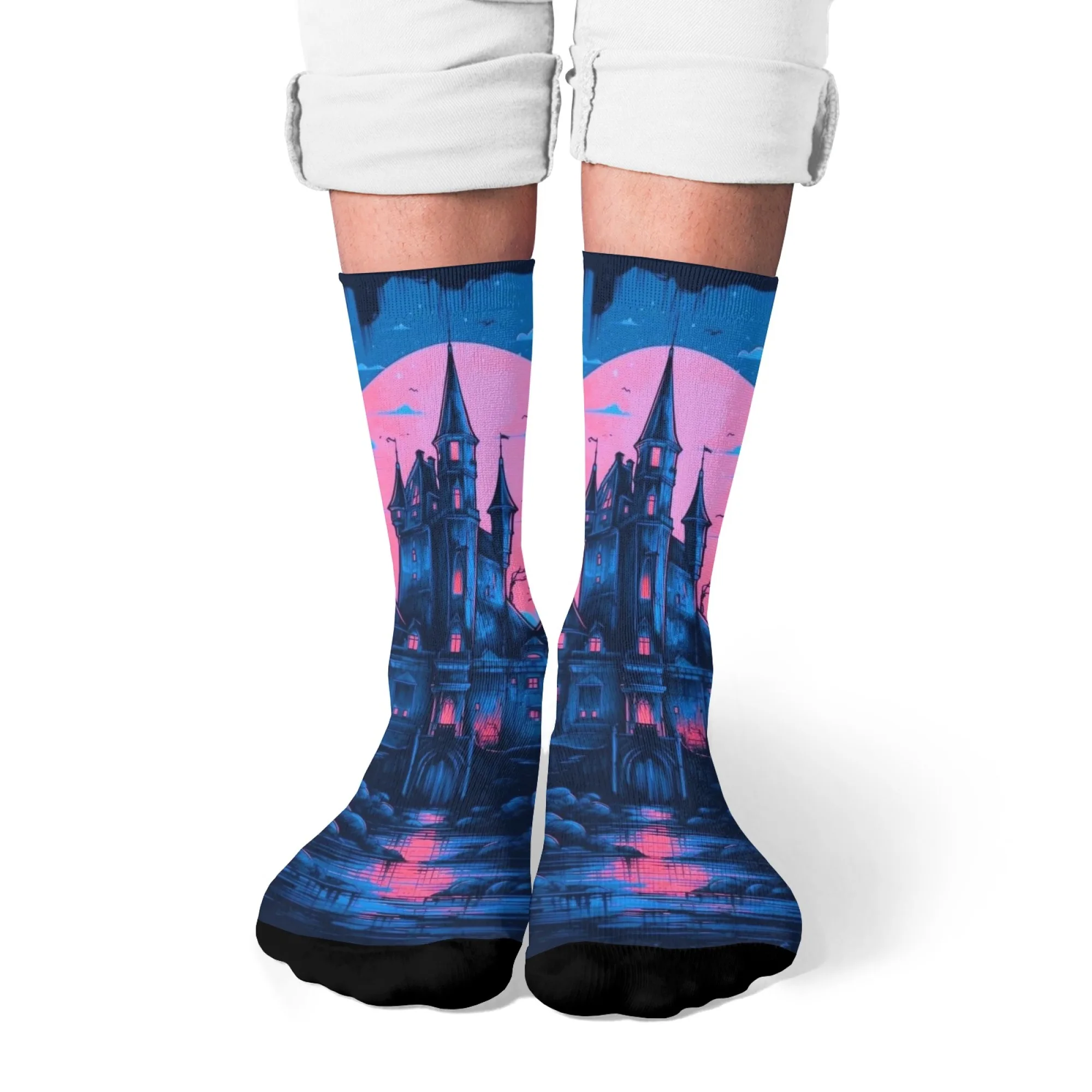 

Mysterious Castle Men's Socks Retro Style Casual Fashion Socks Breathable Non-slip Sports Socks Halloween Novelty Party Gift