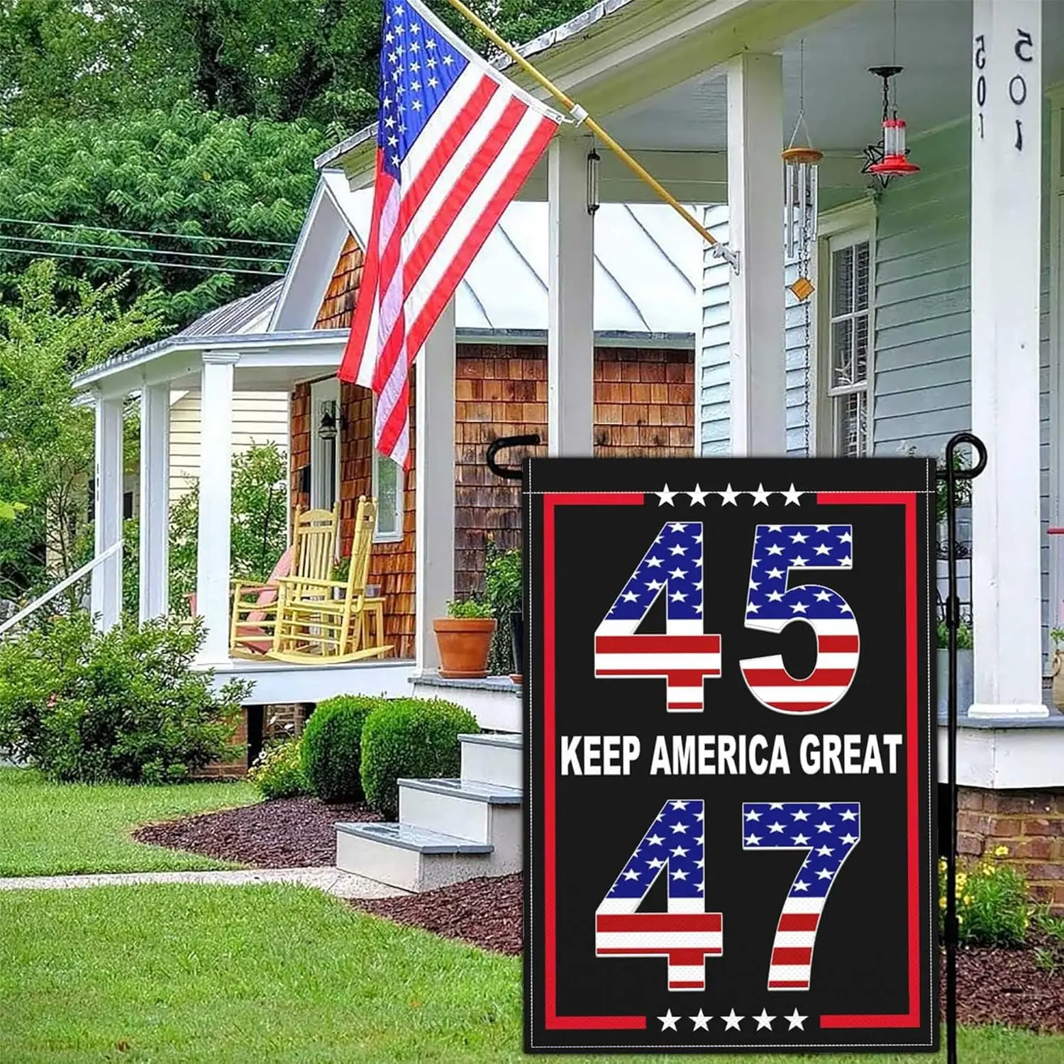 NASIAN Patriotic American Garden Flag 45th 47th President Keep America Great Yard Signs Garden Flags for Outside 12x18 Doubl WWP