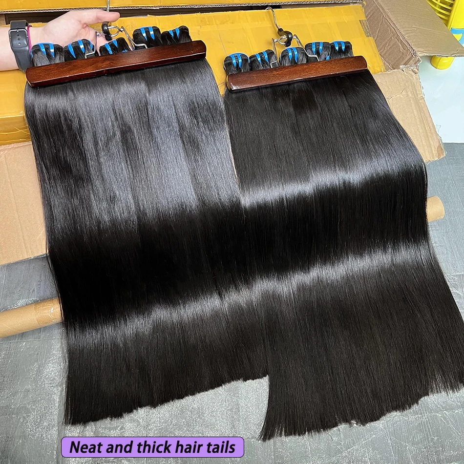 18A سوبر مزدوجة تعادل العظام حزم من شعر طبيعي مفرود اللون الطبيعي لحمة مزدوجة الفيتنامية الخام عذراء الشعر نسج ملحقات