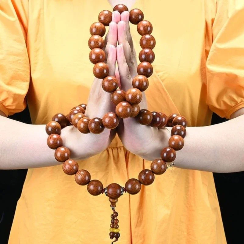 

Myanmar Huanghua Pear Handheld Prayer Beads Car Pendant Burma Padauk Wood Knot Sandalwood Meditation Prayer Beads Bracelet