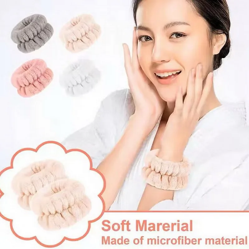 2pcs Flannel Washing Face Wristband For Women Absorbent Wrist Sweatband Makeup Hair Band Liquid Spa Washband Wrist Band Hairband