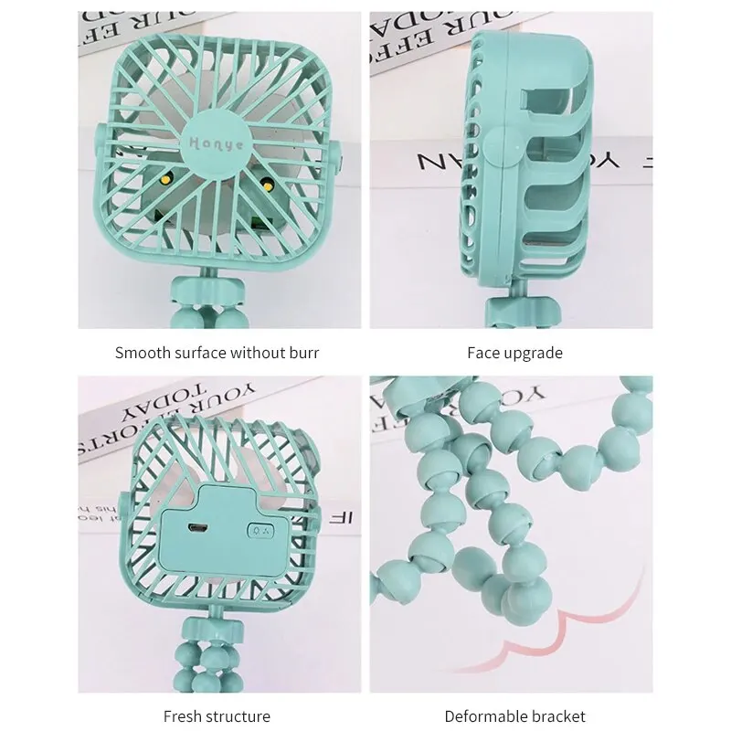 スタイリッシュなポータブルミニファン1個吊り下げ可能3つのフロントガラス付きナイトライト携帯電話ホルダーオクトップ付き