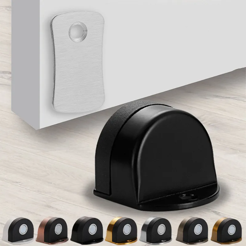 

KK&FING 1PC Stainless Steel Magnetic Door Stopper Silicone Rubber No Punch Door Touch Magnetic Suction Anti-collision Door Stop