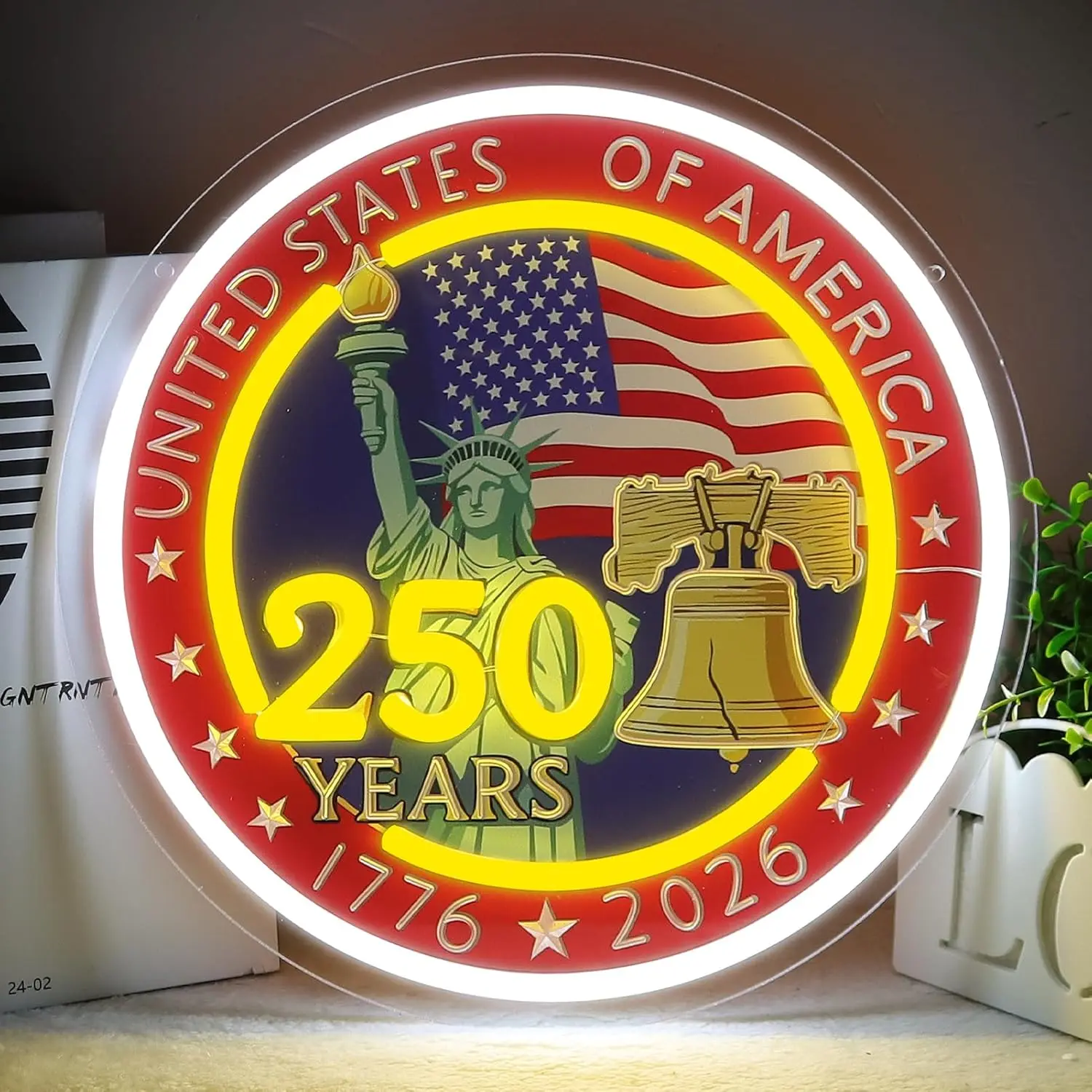 

United States 250th Anniversary Neon Lights USA 250th Eagles Neon Signs Wall Decor for Bedroom Bar Livingroom Gift Art for Chris