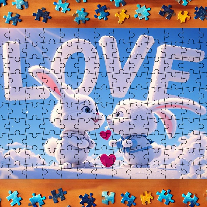 Set di puzzle pasquali da 130 pezzi Puzzle coniglietto pasquale Puzzle educativi perfetti per il gioco di famiglia Notte Regalo di San Valentino