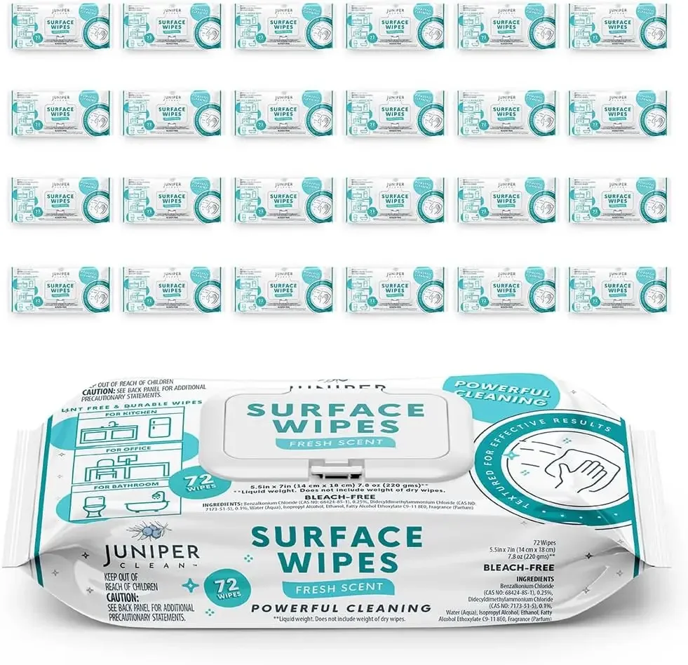 

24 Pack Surface Cleaning Wipes Bleach Free, All-Purpose Cleaner for Bathroom, Kitchen, Office, 1728 Count Soft Flow, Fresh Scent
