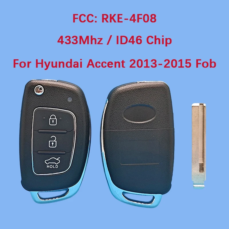 

CN020030 Aftermarket 3 Button Smart Key Remote 46 Chip 433Mhz FCC ID RKE-4F08 For Hyundai Accent 2013-2015