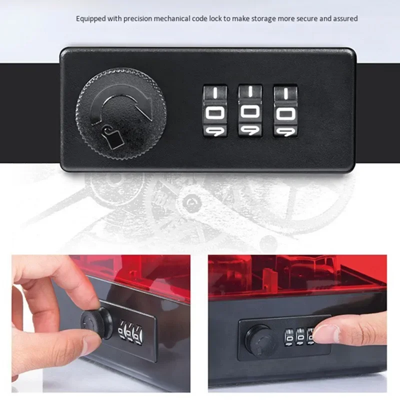 여행 가방 암호 도장 상자 투명 잠금 다기능 사무용품 안전 보호, 5 셀 보관 정리함 도구 상자