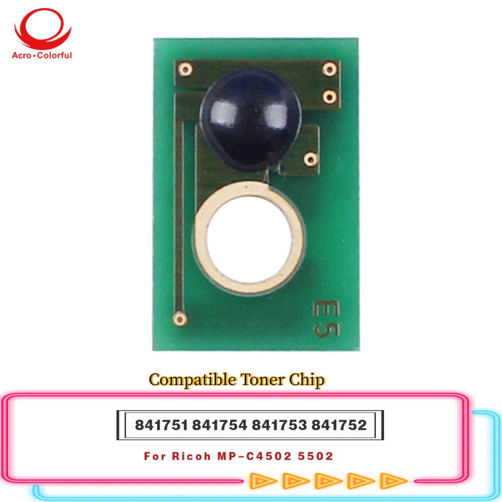 Compatível 841751 841679 841754 841753 841752 C4502 Chip de toner de impressora para Ricoh MP-C4502 5502 Chip de cartucho de copiadora a laser