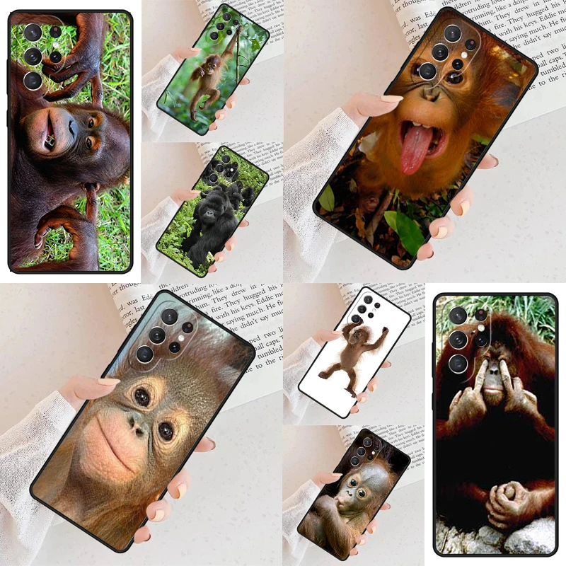 Animal Orangutan Monkeys Phone Case For Samsung Galaxy S24 S23 S22 S21 Ultra S10 Note 10 Pro S20 Plus FE S9 S8 Cover