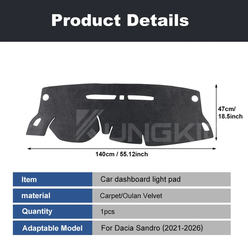 Für Dacia Sandero 3/Sandero Stepway III 2021 2022 2023 2024 2025 2026 Dacia Jogger Sommer-Armaturenbrettmatte, Lichtschutzmatte – Detail 9