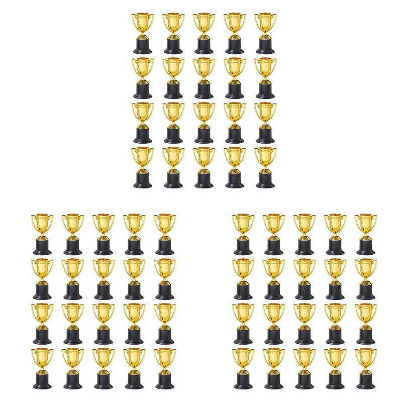 YSUN-60PCS Mini bicchieri d'oro in plastica trofei per bambini in festa Premi per l'apprendimento precoce Ricompensa trofeo per le vacanze dei bambini