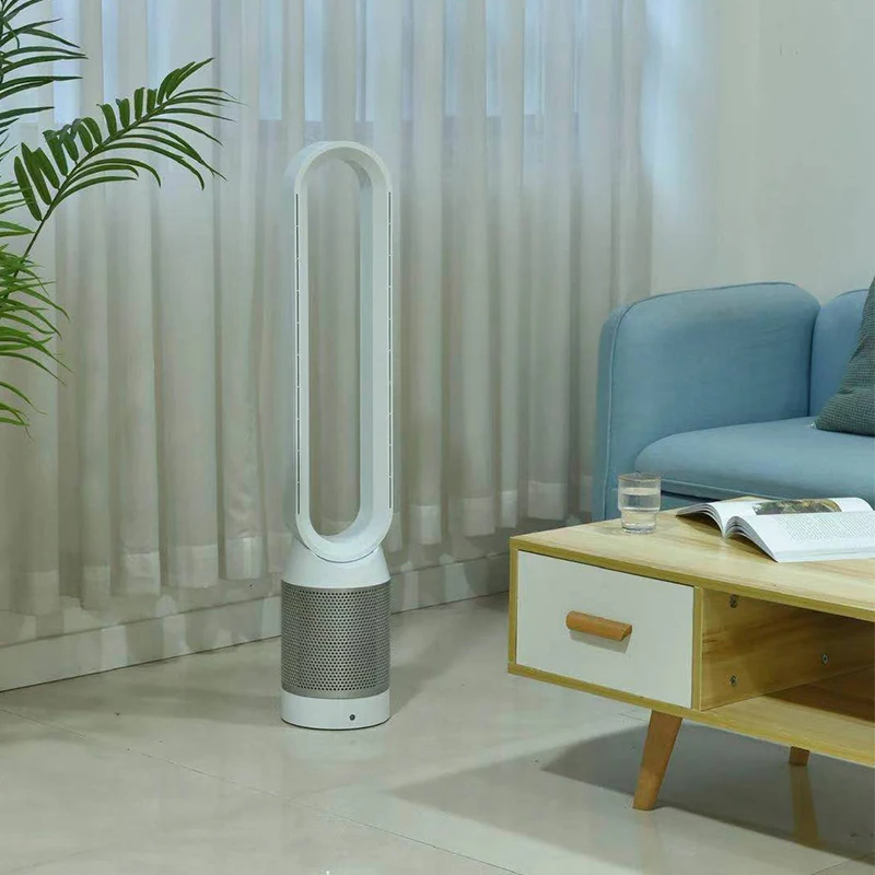 مروحة خالية من الشفرة 220 فولت للمنزل، مروحة برجية بحامل هادئ للغاية، مروحة توزيع بجهاز تحكم عن بعد