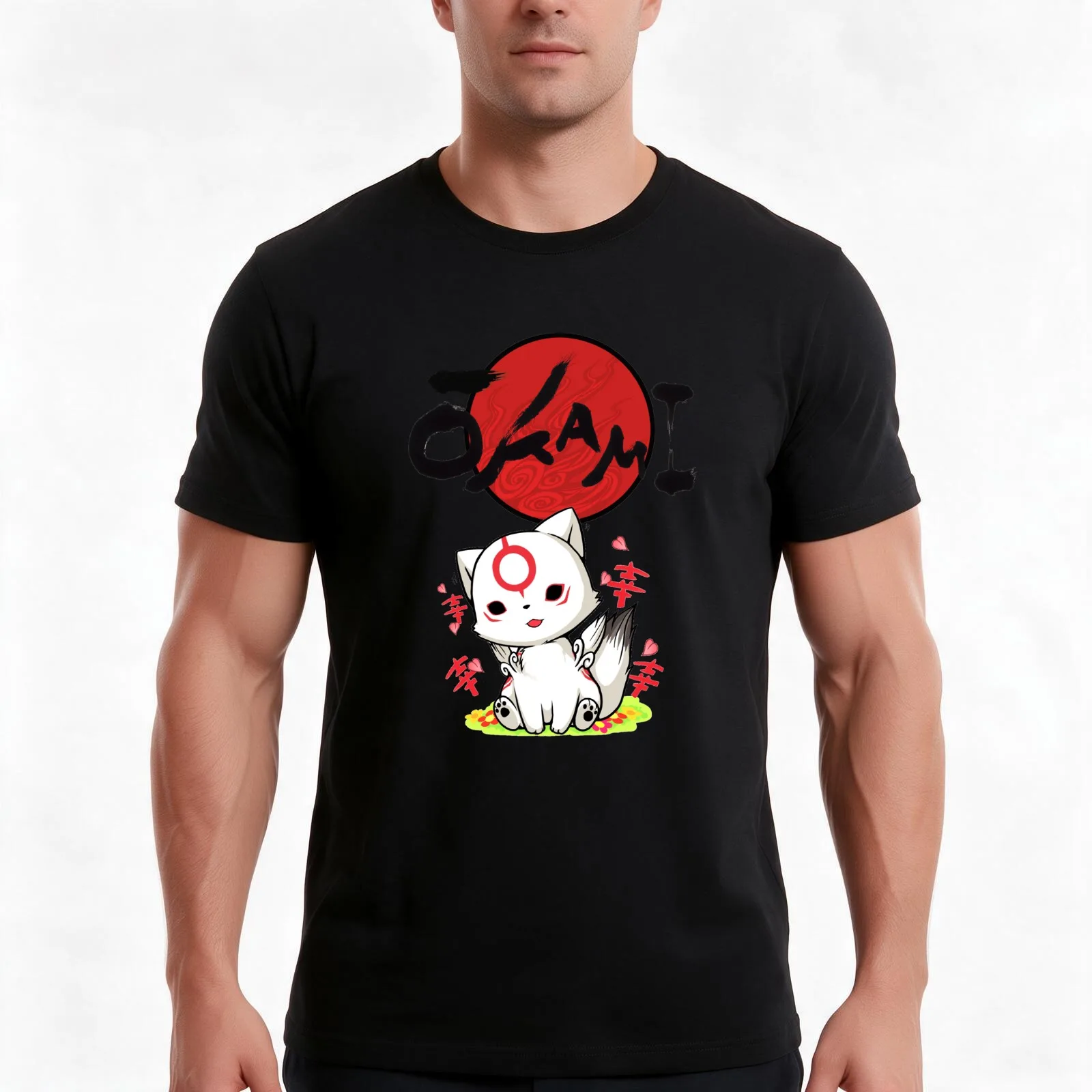 Chibiterasu Vers. 2 T-Shirt Summer Casual Cotton Tee Oversized Streetwear Tops Vintage Graphic Print Loose Fit Short Sleeve