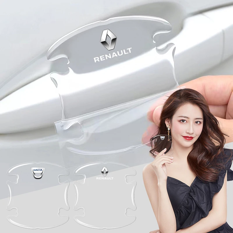 

4Pcs Auto Door Handle Bowl Anti-Scratch Sticker Anti-Collision Protection Strip for Renault Clio Megane Trafic Captur Master Car
