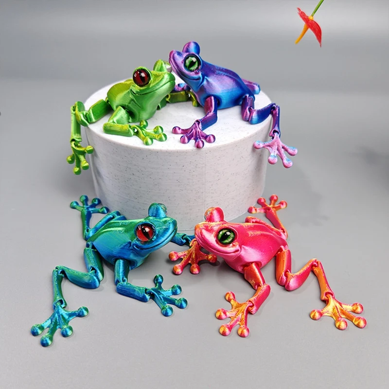 3D Printed Simulated Frog Movable Animal Figurines Toys 3D Printed Toys Home Decor Desktop Ornament for Gifts B Retail