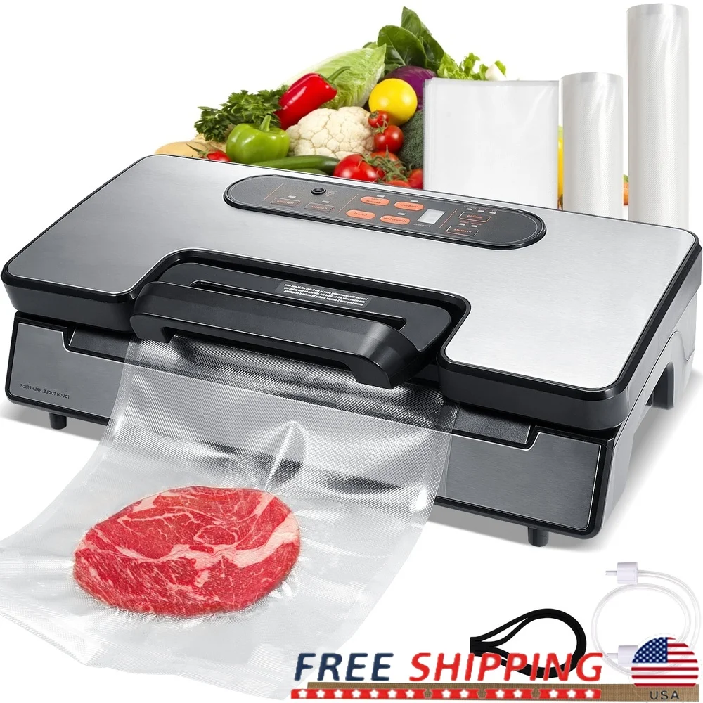 

Vacuum Sealer Machine Food Preservation Storage System 90Kpa Powerful Suction Multifunctional Panel Complete Kit Easy Cut Ideal