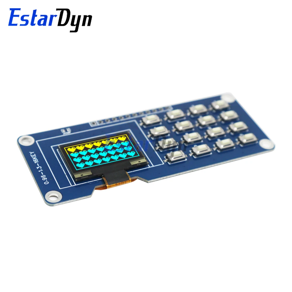 شاشة OLED مقاس 0.96 بوصة مع وحدة لوحة مفاتيح 4x4، SSD1315 128x64 Arduino متوافقة مع مشاريع DIY وRaspberry Pi