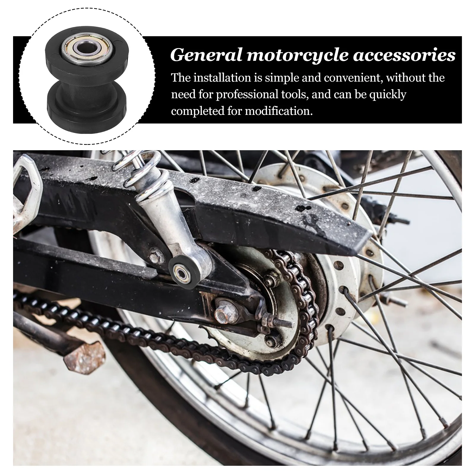 

Motorcycle Chain Tensioner Universal Fit High Performance Guide Roller Anti-Slip Wheel Durable Chain Bearing Slider