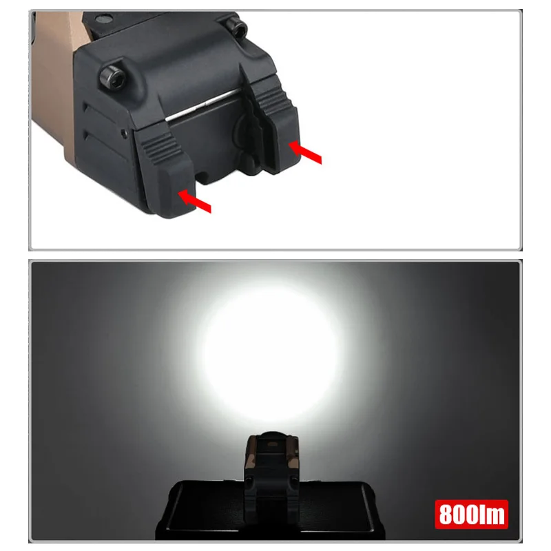 Compact Tactical Flashlight TR-7 X 500-Lumen with High Low Paddle Switches Key Accessory for Airsoft Black Weapon Light Toy GUN