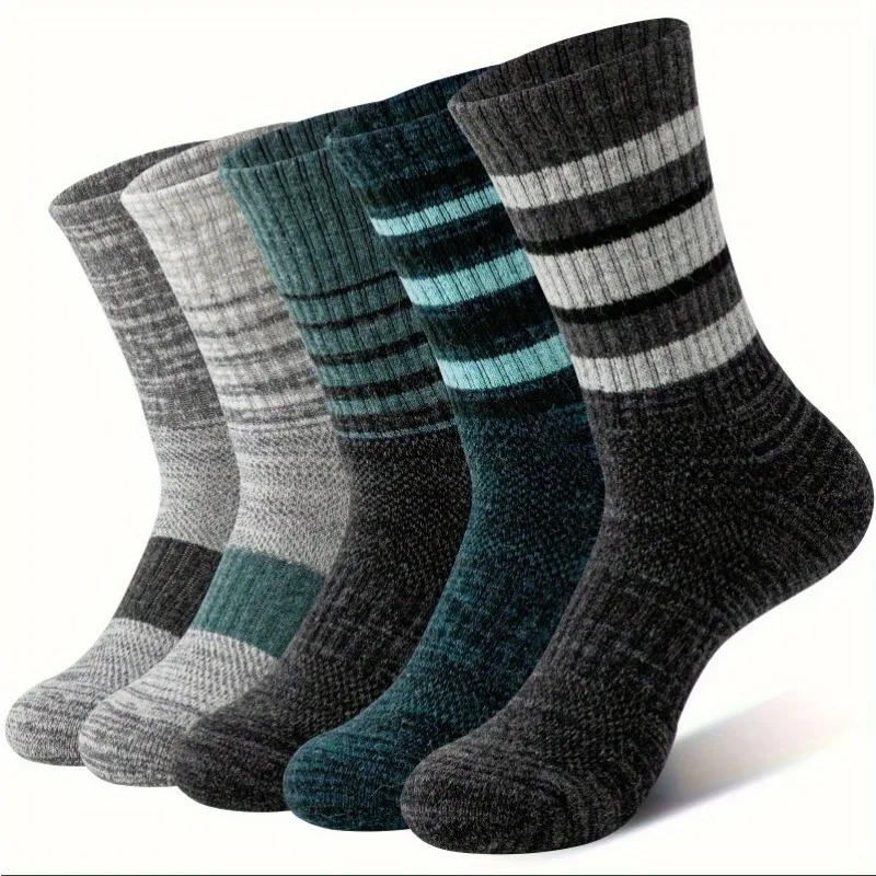 5 Pairs Autumn/winter Thickened Warm Cotton Socks Terry Wool Socks Deodorant Sweat-absorbing Outdoor Sports Non-slip Stockings