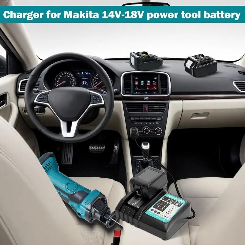 Chargeur de voiture Portable pour batteries Li-ion Makita 18V/14.4V, adaptateur de voiture, chargeur rapide (prise allume-cigare)