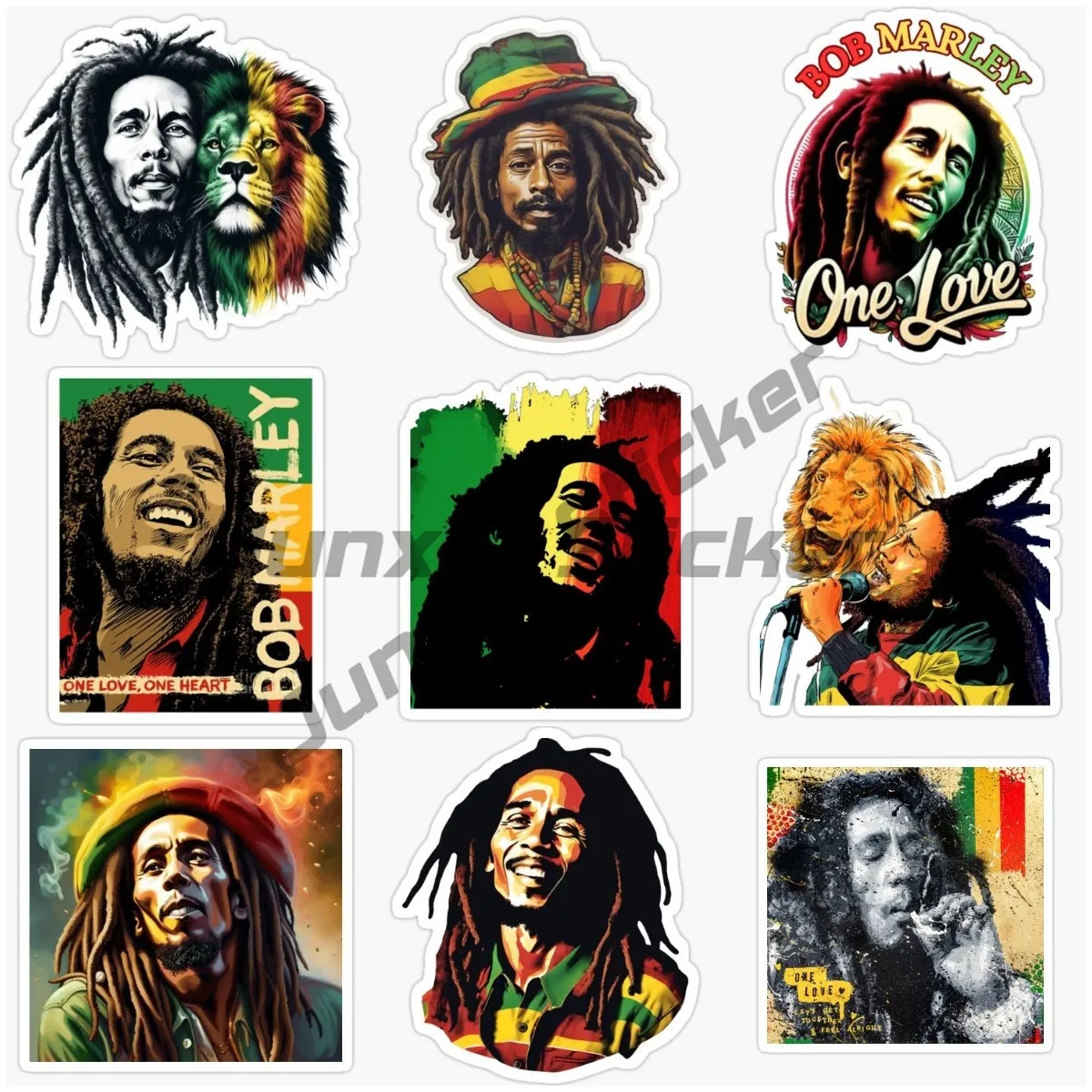 Jamaican One Love Heart Reggae Rastafari Bob Marley Jamaican Flag Map Sticker for Bumper Laptop Decal