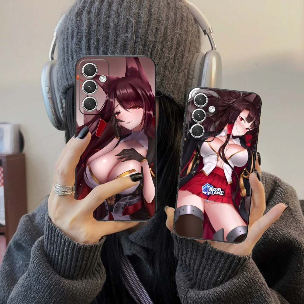 Capa de celular móvel Azur Lane Akagi, Capa preta, Samsung Galaxy S24 S23 S22 S21 S20 S10 S9 Plus FE Ultra Lite, Bonito