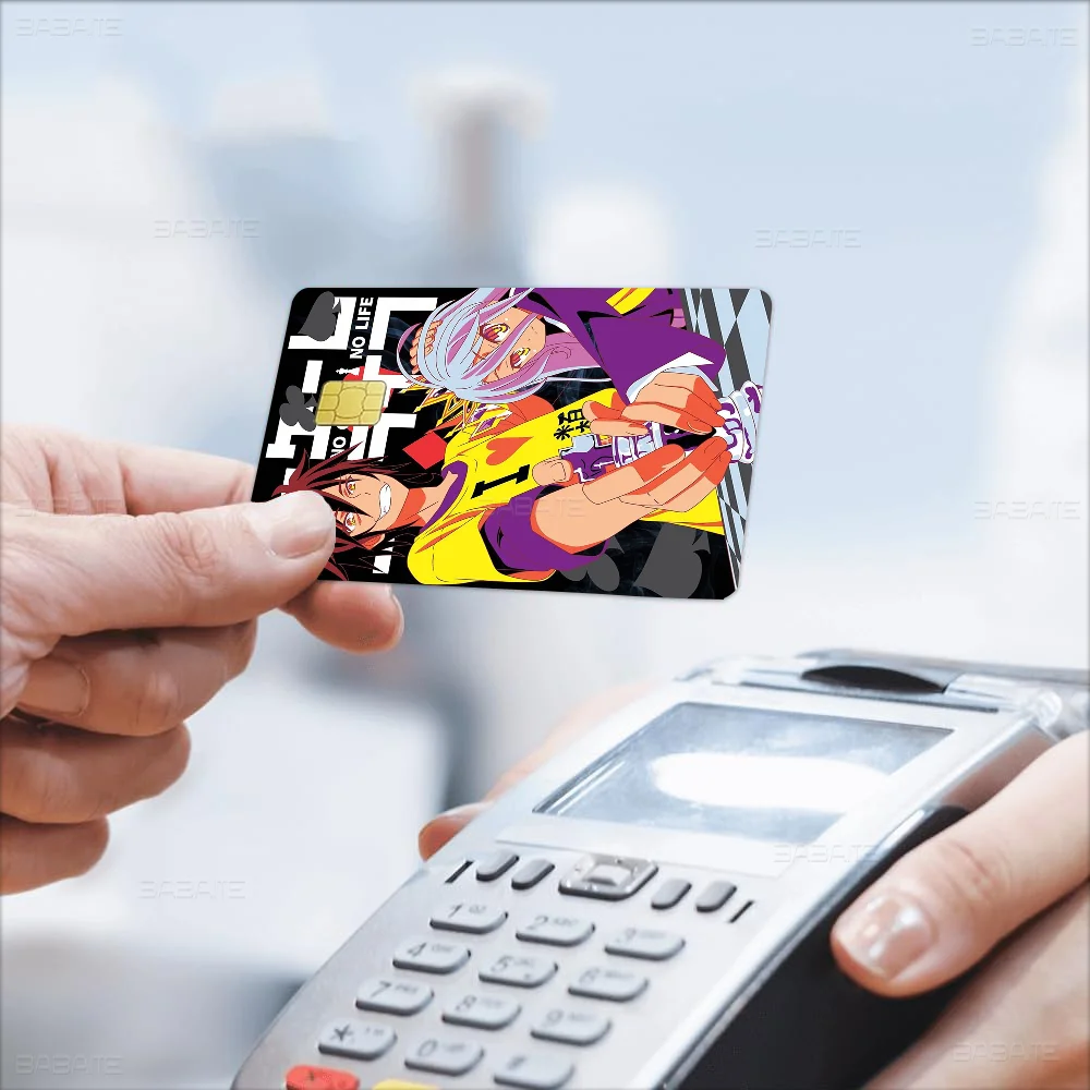 Classic Anime No Game No Life Fashion Matte Gold Silver Black Matte Film Skin Sticker Tape For Bank Credit Debit Card