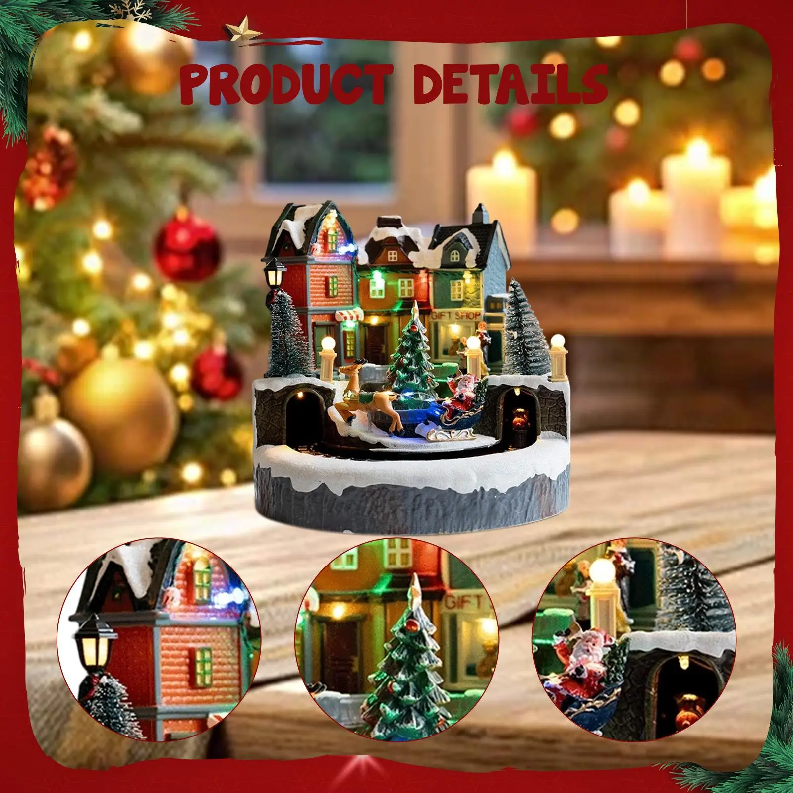 عيد الميلاد مضاءة ديكورات منزلية الجدول التصميم الأوروبي متوهجة القلعة زخرفة عيد الميلاد ديكور لغرفة المعيشة مكتب متجر نافذة