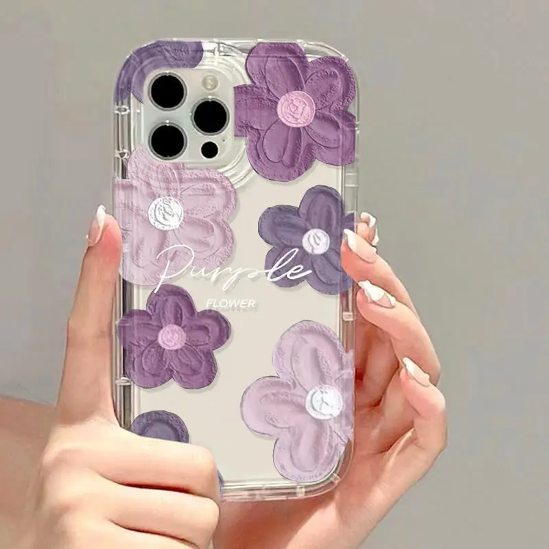 Oil Painting Flower Phone Case  Suitable for iPhone 16 15 14 Plus 13 12 11 Pro Max Cute Simple Shockproof Soft Back Cover image 5