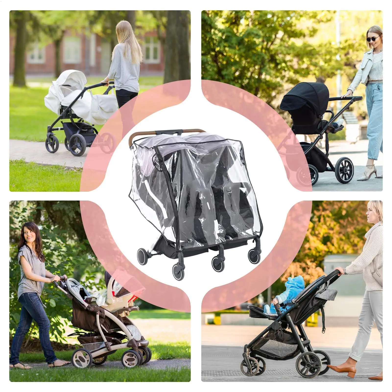 Cochecito cubierta de lluvia impermeable transpirable a prueba de viento al aire libre cochecito de bebé escudo meteorológico para invierno verano viajes al aire libre diario