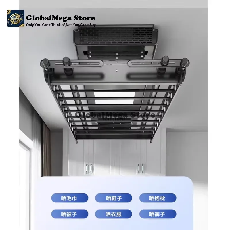 GlobalMega Store Balcony Intelligent Remote Control Automatic Electric Drying Rack Lifting Hanger Home Four Rod Telescopic