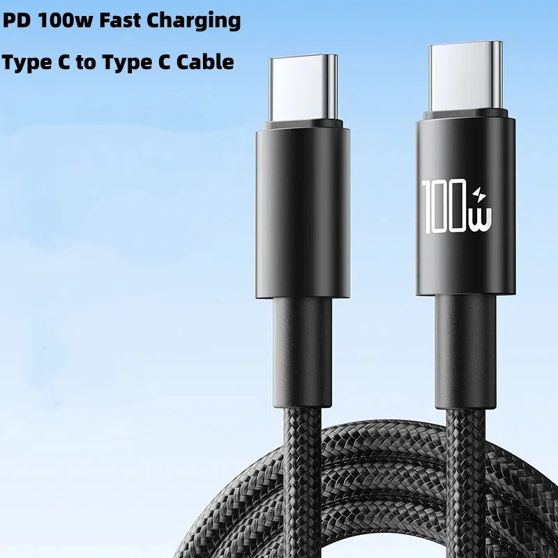 100W USB C to Type C Cable Quick Charge for Macbook Ipad Iphone 17 Samsung Xiaomi Switch Fast Charging USB C Cable Nylon Braided