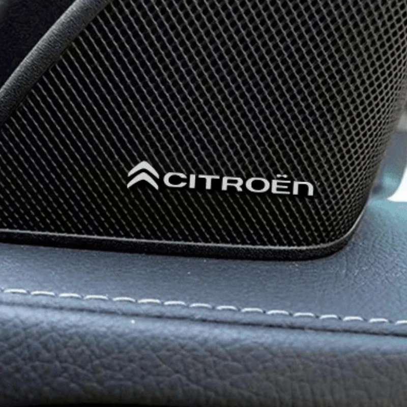 Citroen Logo Car Audio Sticker Metal Emblem Decoration For C3 C4 C5 Cactus Berlingo Auto Interior Decor Accessories (4 Pieces)