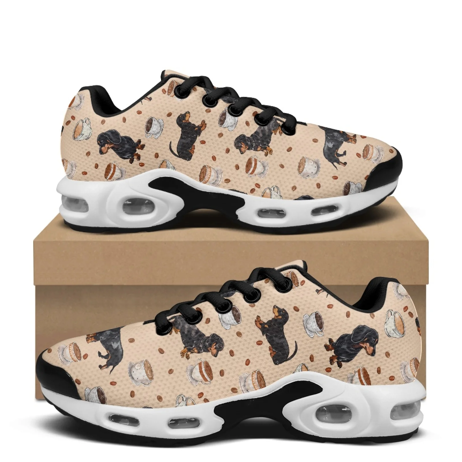 PENSTROLL Coffee Dachshund Walking Sneakers Tennis Sneakers for Mens Platform Walking Shoes