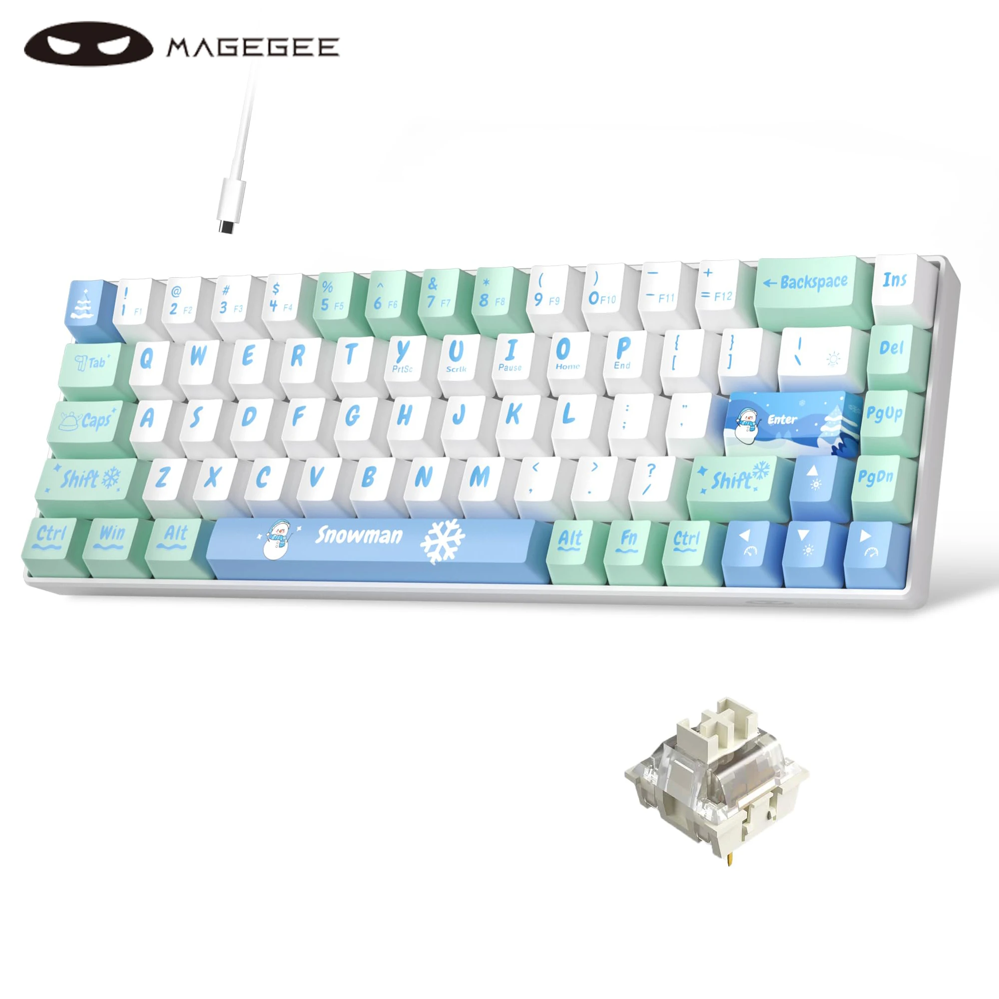 MageGee 60% Mechanical Gaming Keyboard, Hot Swappable Custom Switch RGB Backlit Compact 68 Keys Mini Silencing Keyboard for PC