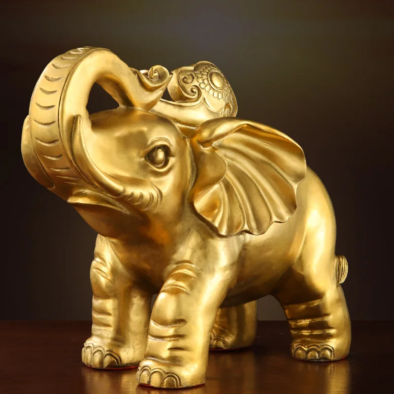 Copper Elephant Decoration Brass Object Crafts Lucky Elephant Wealth Elephant Brass Elephant Opening Home Gift Factory Wholesale