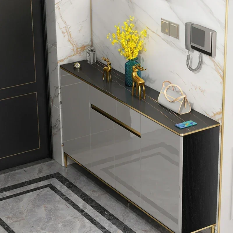 Hot Sales Shoe Household Door Luxury High-end Slate Solid Wood Integrated Wall Disinfection Porch Cabinet
