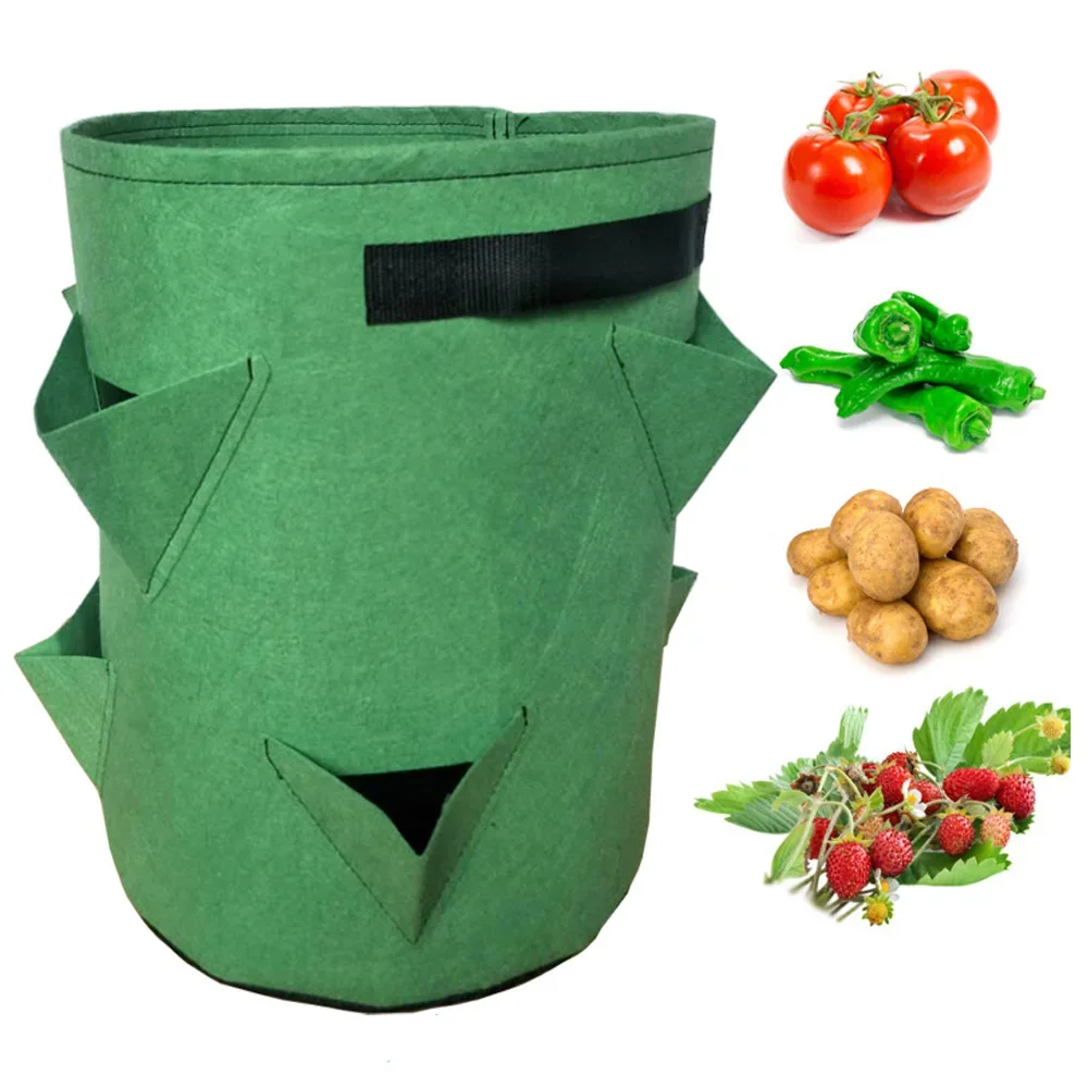 

5/7/10Gal Spring Strawberry Growing Bag Vegetable Planting Bag Grow Pot Plant Grow Bag Garden Terrace Multi-mouth Container Bags