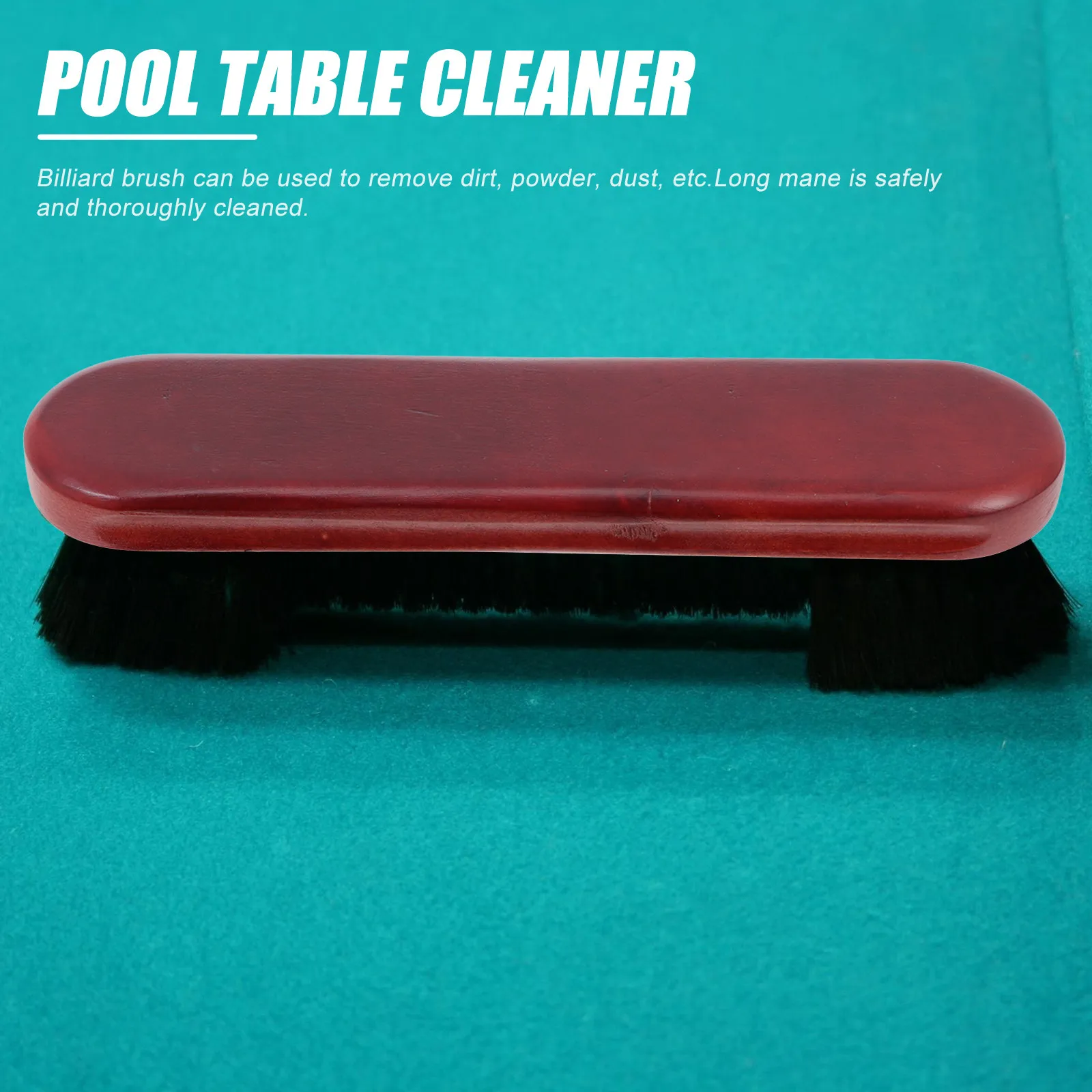 

2Pcs Natural Wood Handle Billiard Brush Cleaning Tool Dual Height Bristles Horseshoe Design Dust Powder Remover for Pool Table