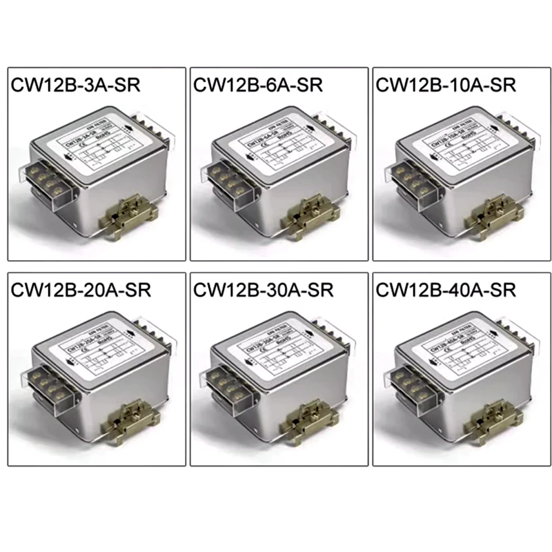 Three-phase three-wire power filter CW12B-3/6/10/20/30/40/60A-SR guideway servo EMI filter anti-interference 380V CW12B-30A-SR-