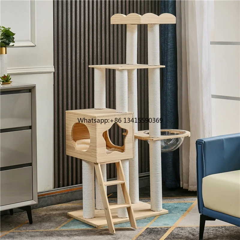 

Pet Paradise Wooden Sisal Frameodern Large Cat Climbing Tree Tower Furniture Scratch Post Pet House Play Cat Tree for Large Cats