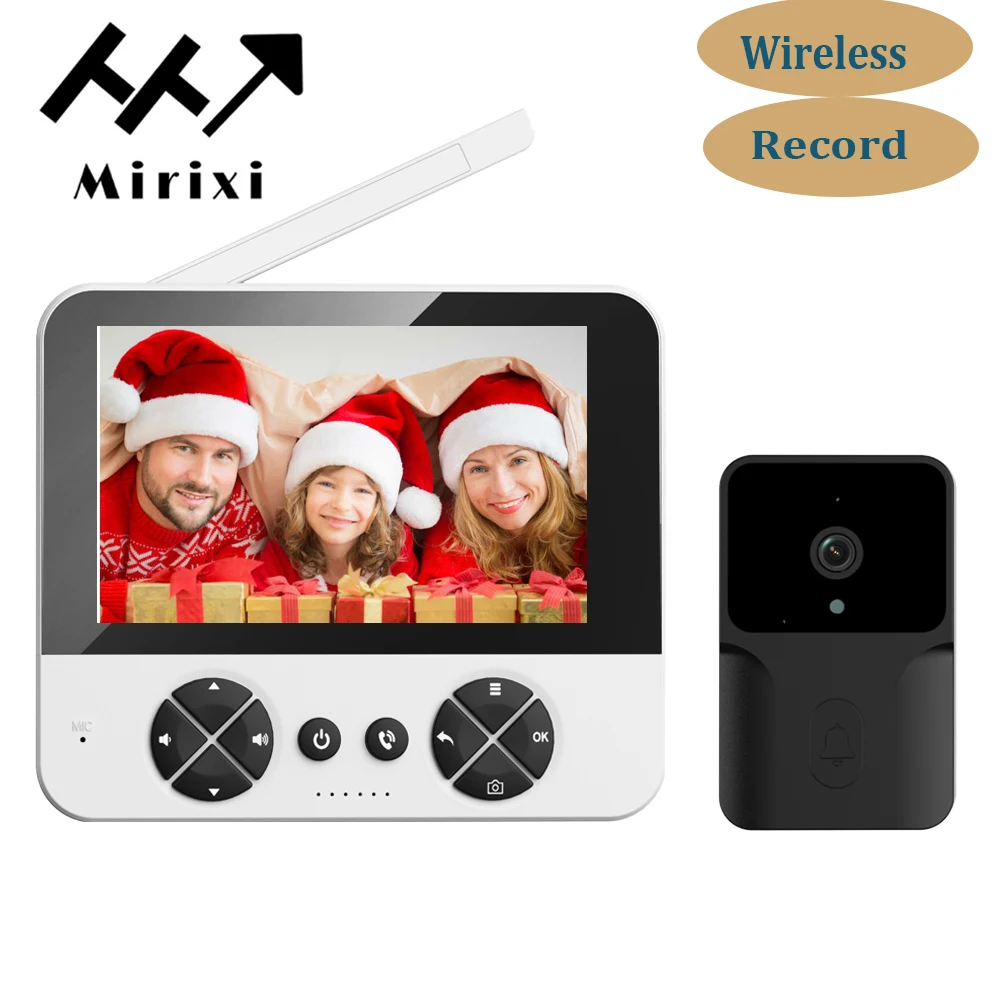 Mirixi 2.4g מצלמת פעמון דלת וידאו חכמה עם 4.3 אינץ 'מסך וידאו intercom דלת שתי דרך שיחה שיא לבית